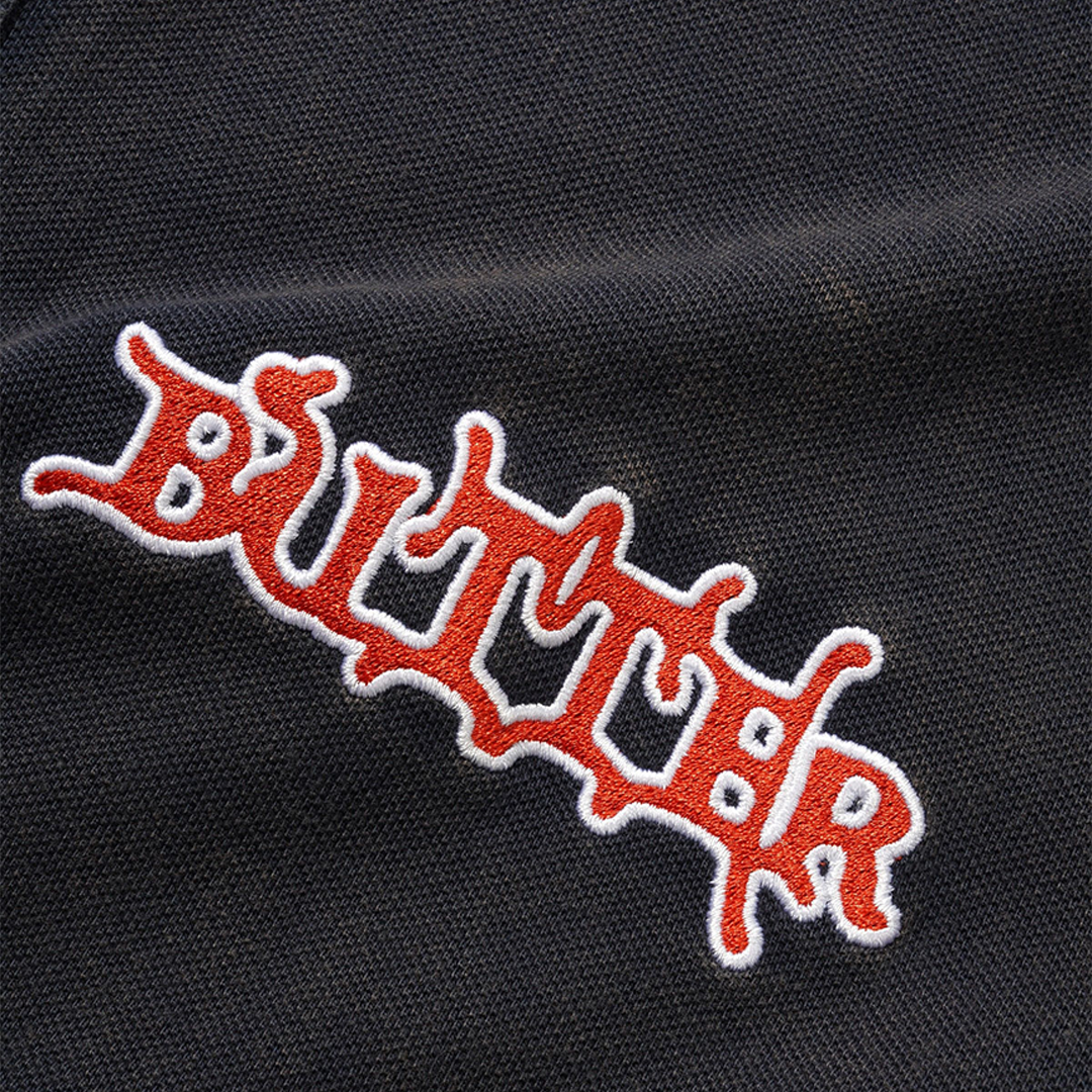 Butter Serif Polo Shirt Washed Navy