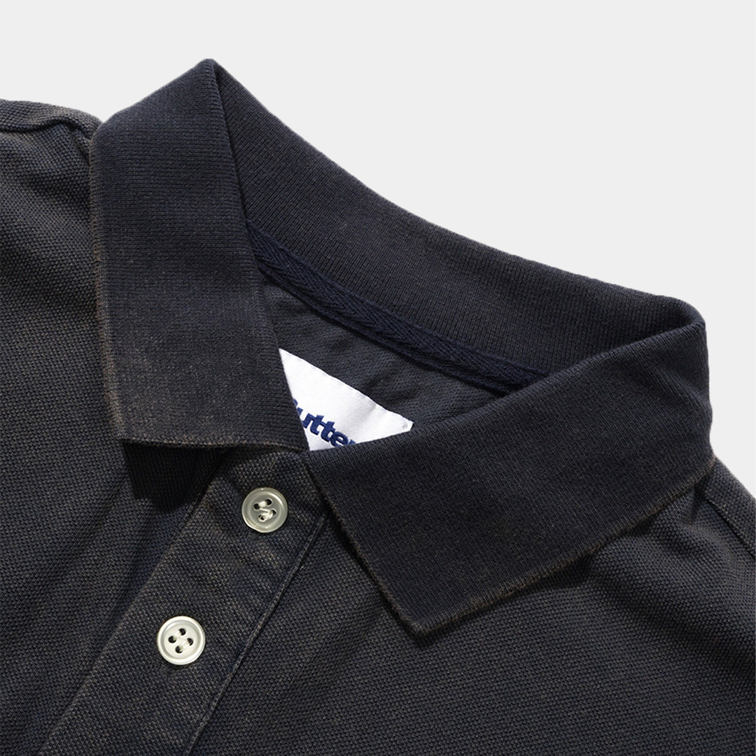 Butter Serif Polo Shirt Washed Navy