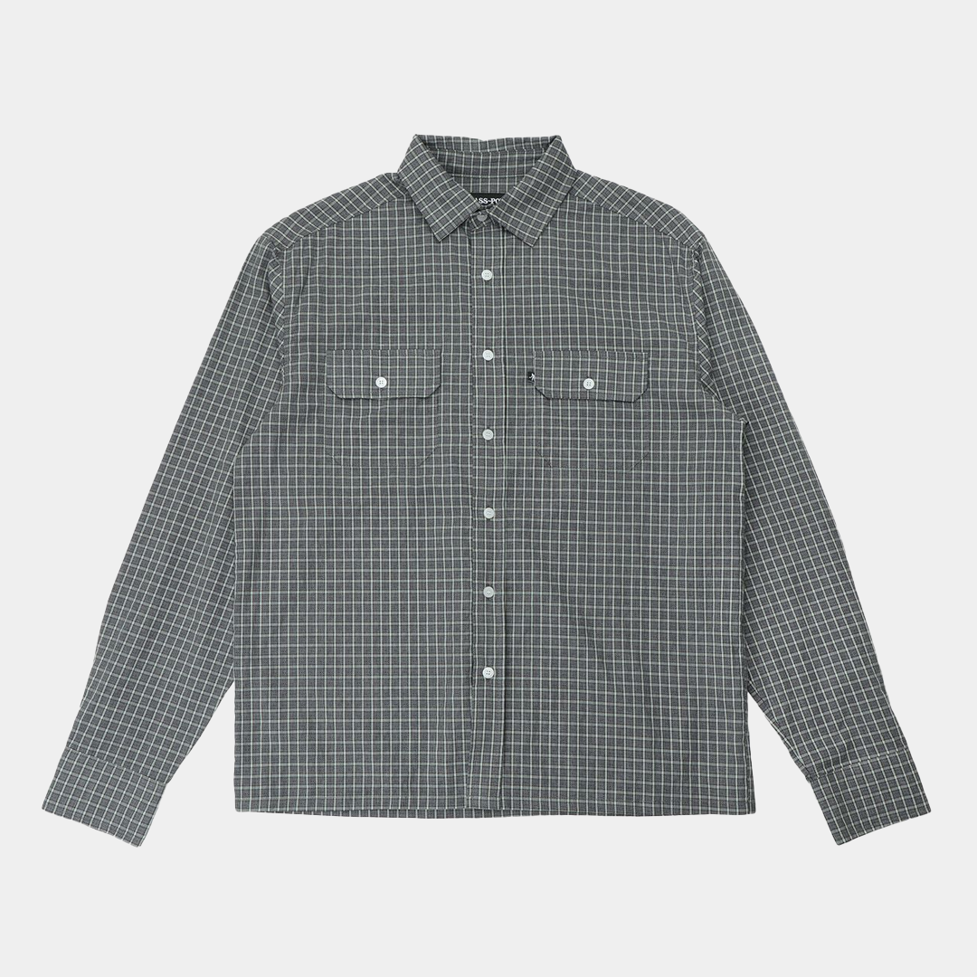Pass~Port Workers Check Long Sleeve Shirt Grey