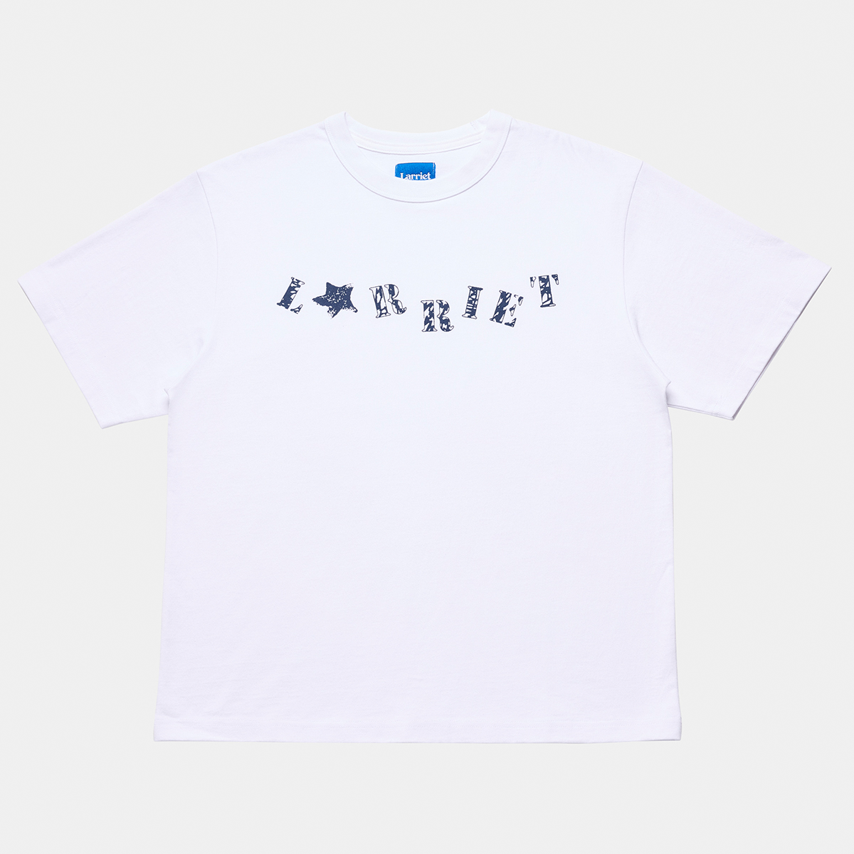 Larriet Stencil Tee White + Ocean