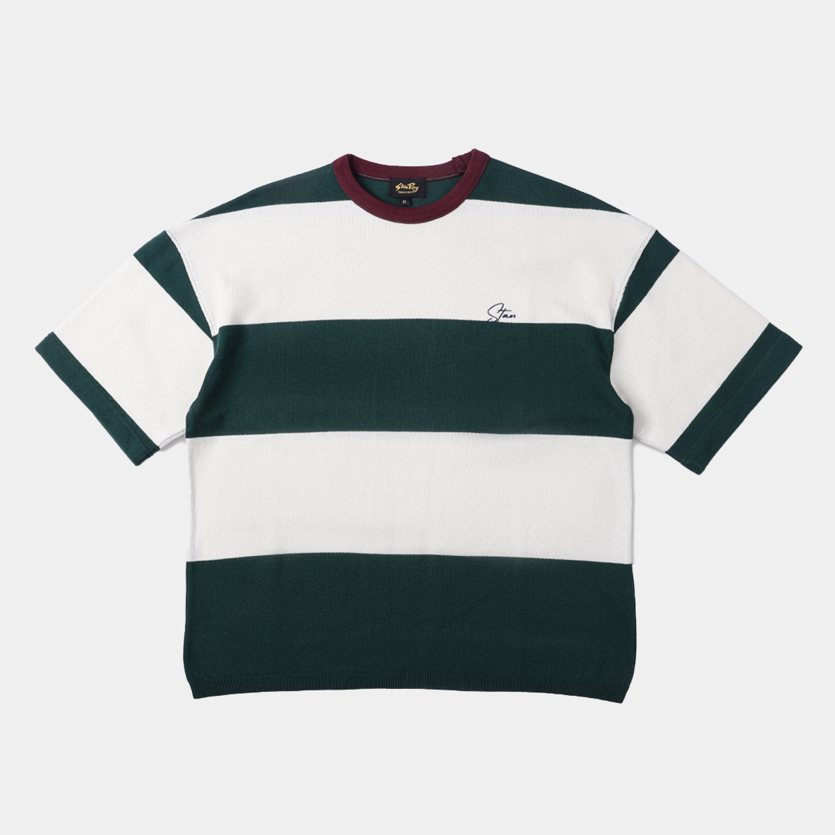 Stan Ray Athletic Dept. AW Stripe T-Shirt Natural + Pine Needle