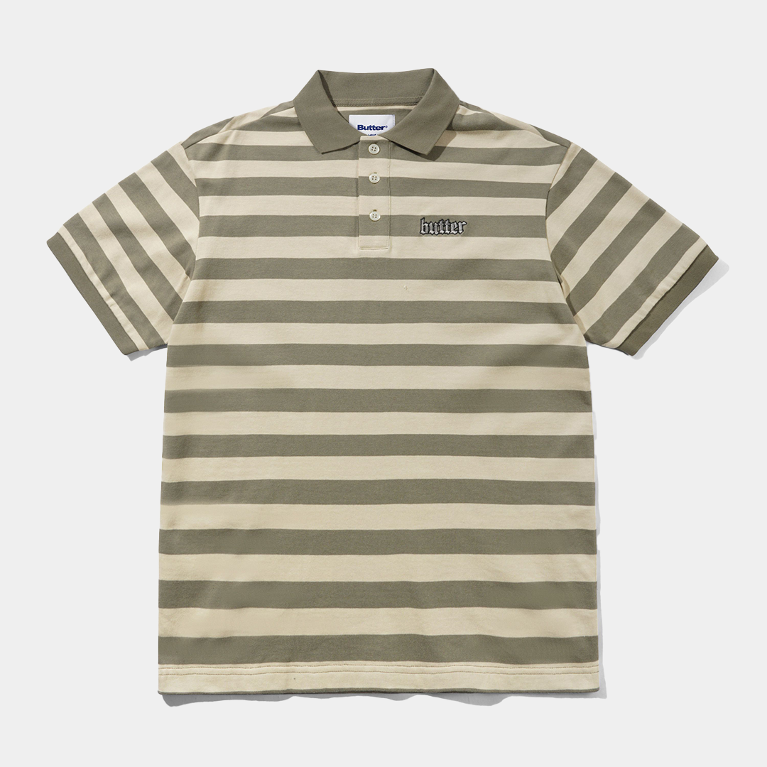 Butter Striped Polo Shirt Beige + Tan