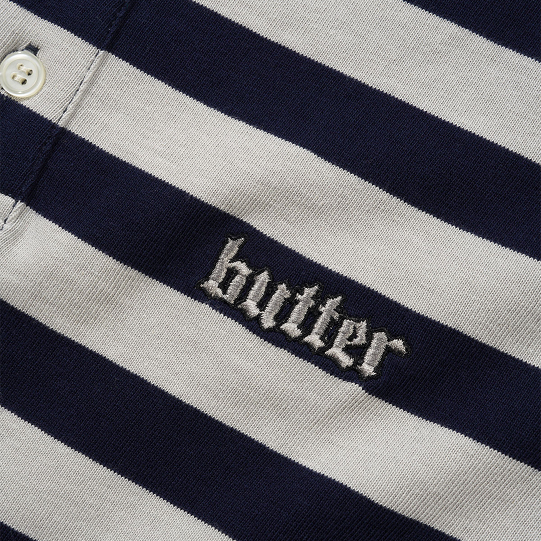 Butter Striped Polo Shirt Navy + Grey