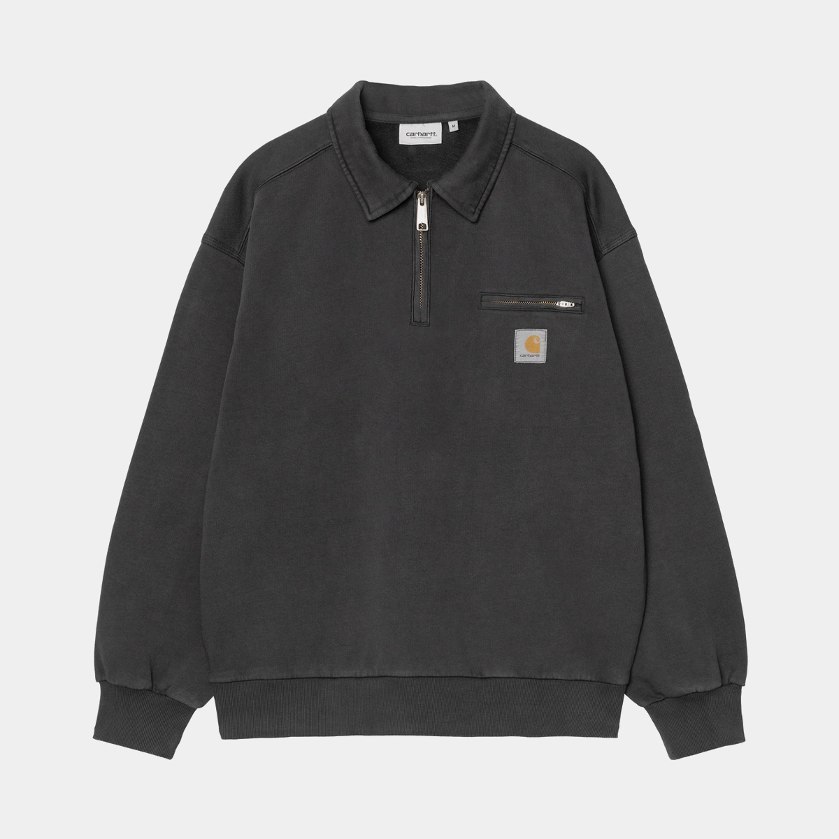 Carhartt WIP Half Zip Detroit Sweat Black Stone Washed