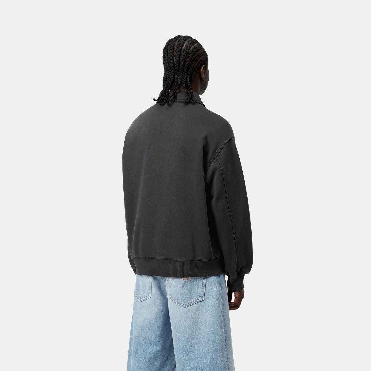 Carhartt WIP Half Zip Detroit Sweat Black Stone Washed