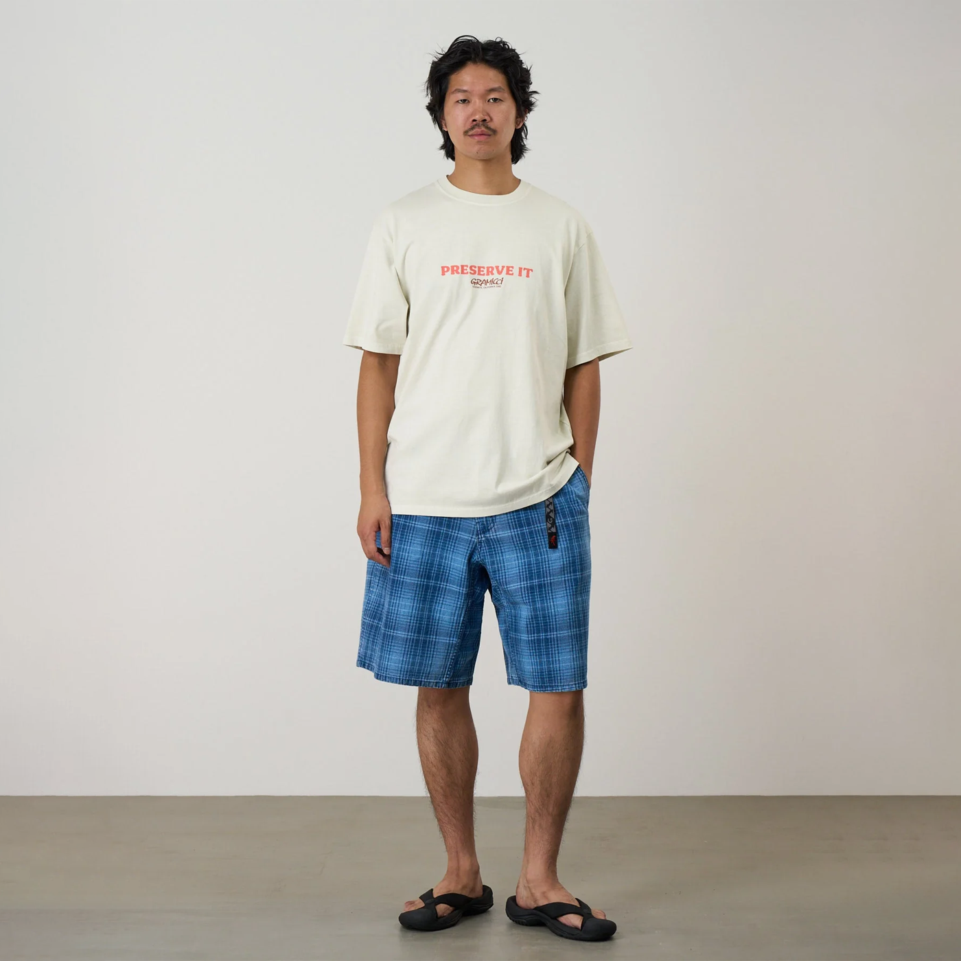 Gramicci Footprints Tee Pigment Dyed Natural