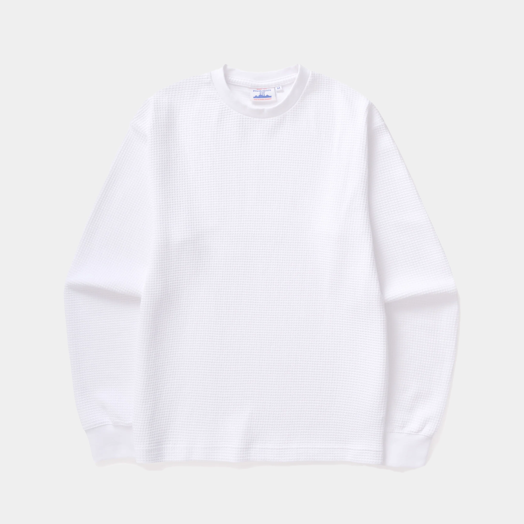 Power Goods Thermal Waffle LS Tee White