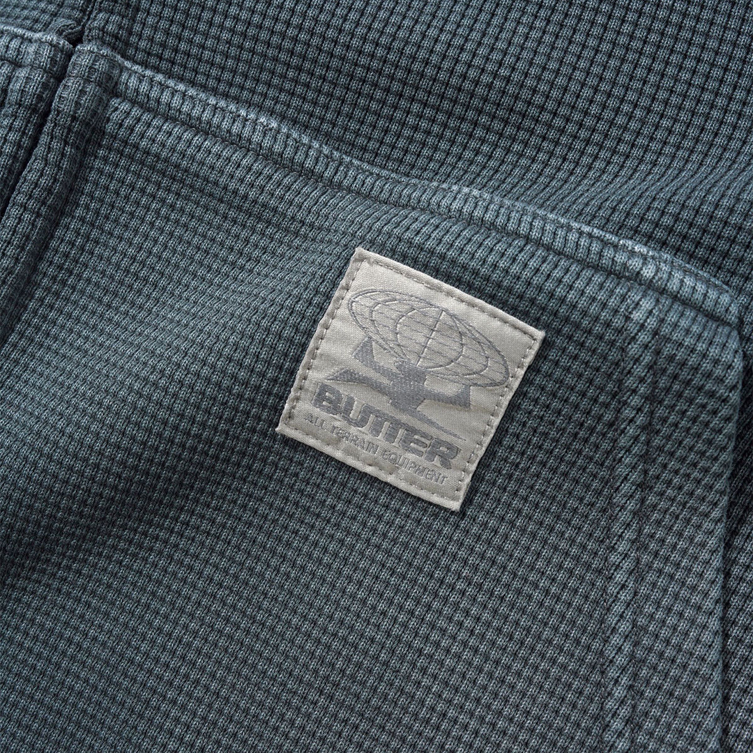 Butter Faded Waffle Zip-Thru Hood Washed Black