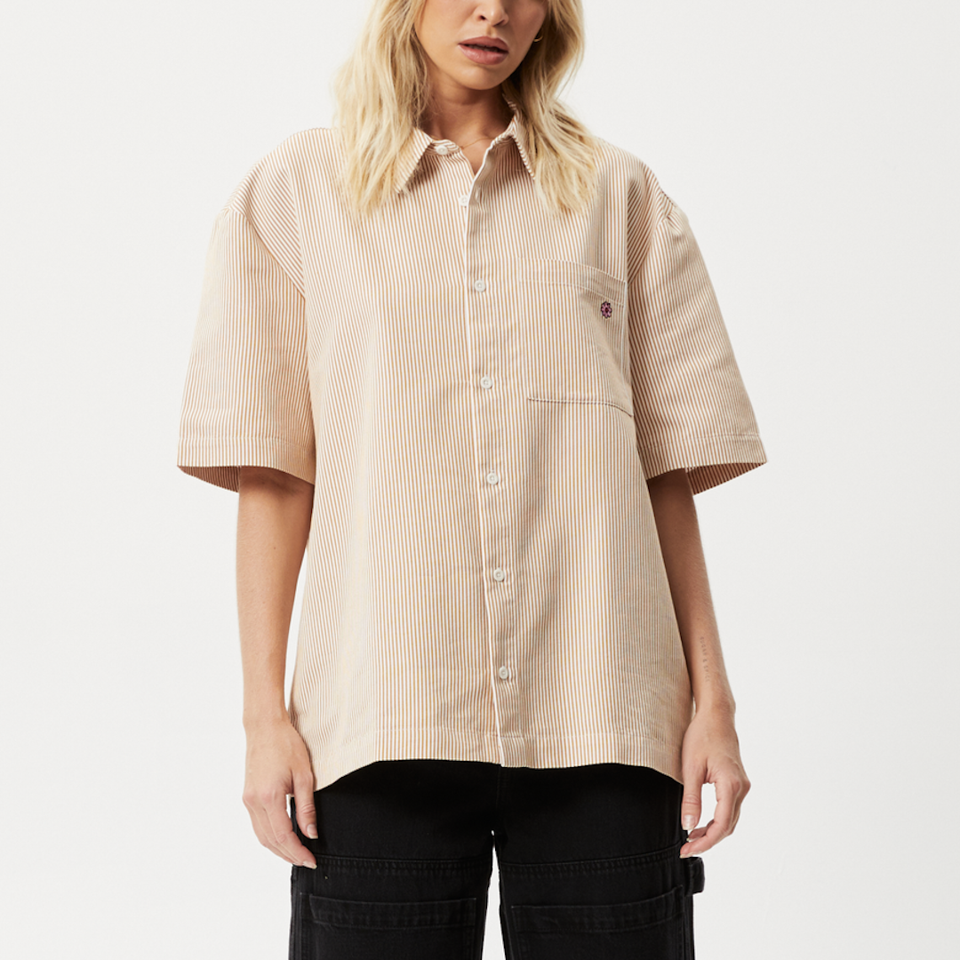 Afends Night Shade Short Sleeve Shirt White Stripe