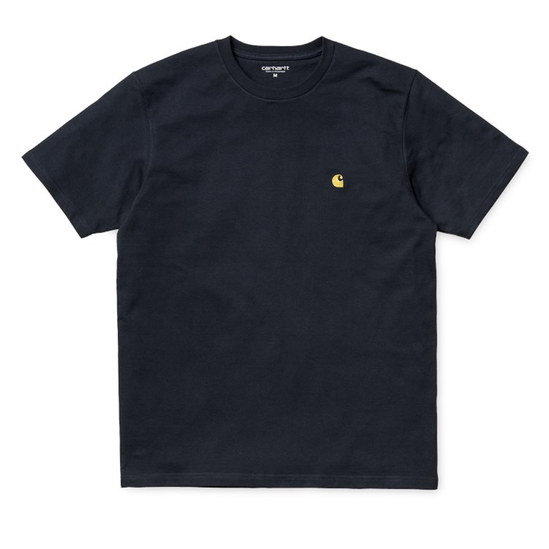 Carhartt WIP Chase Tee Dark Navy + Gold