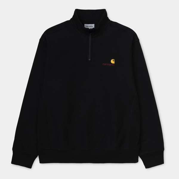 Carhartt WIP Half Zip American Script Sweatshirt Black