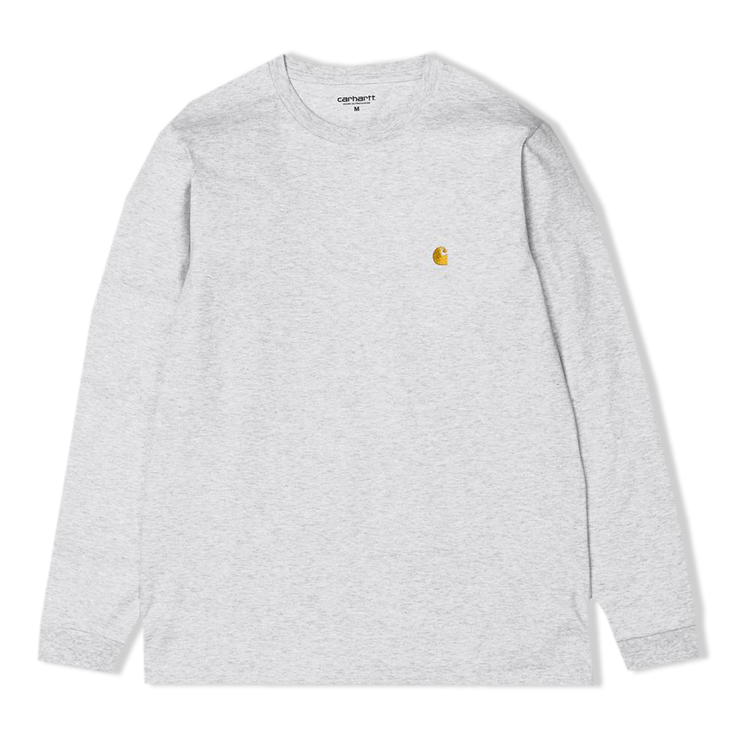 Carhartt WIP L/S Chase Tee Ash Heather + Gold