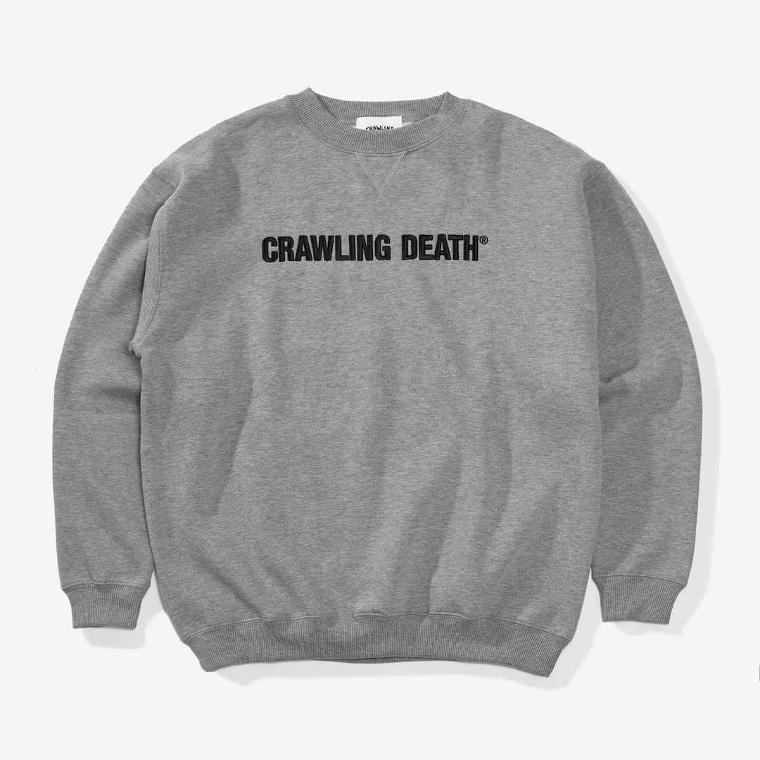 Crawling Death Block Logo Embroidered Logo Crewneck Grey