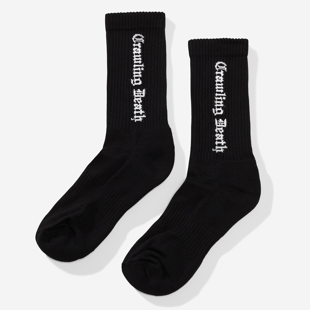 Crawling Death Gothic Logo Socks Black + White