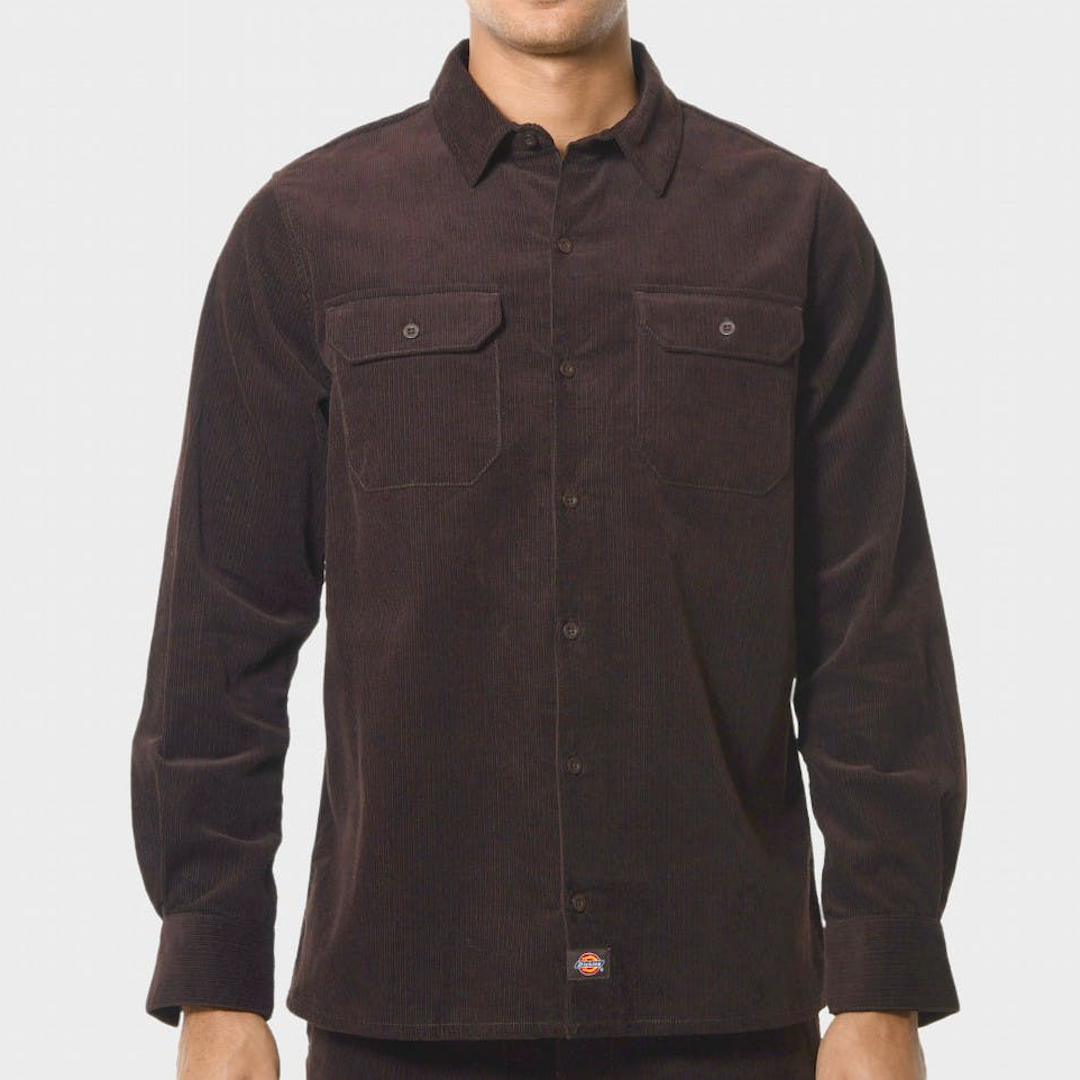 Dickies Houston Corduroy Regular Fit LS Work Shirt Brown