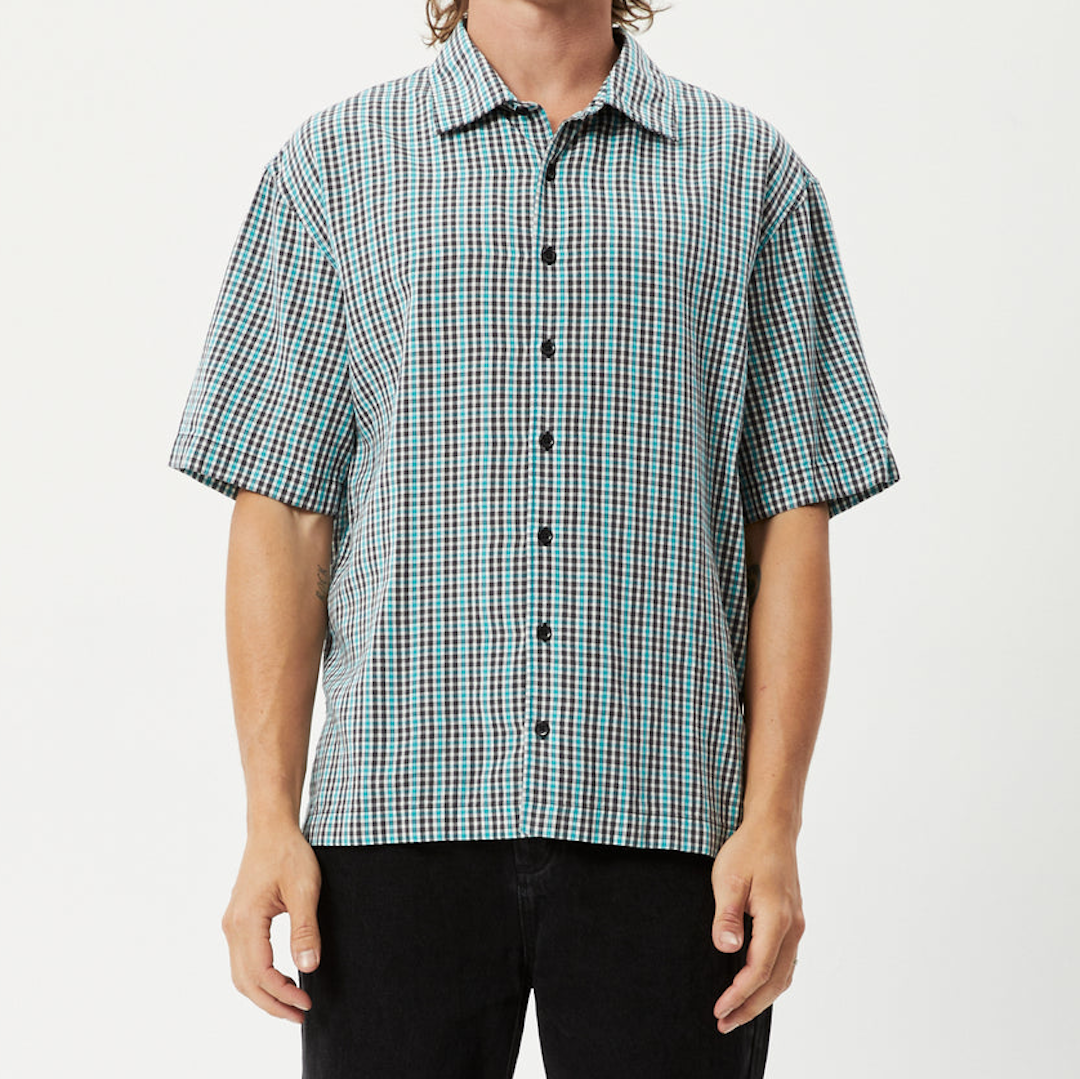 Afends Recycled Checkers Short Sleeve Shirt Black Check