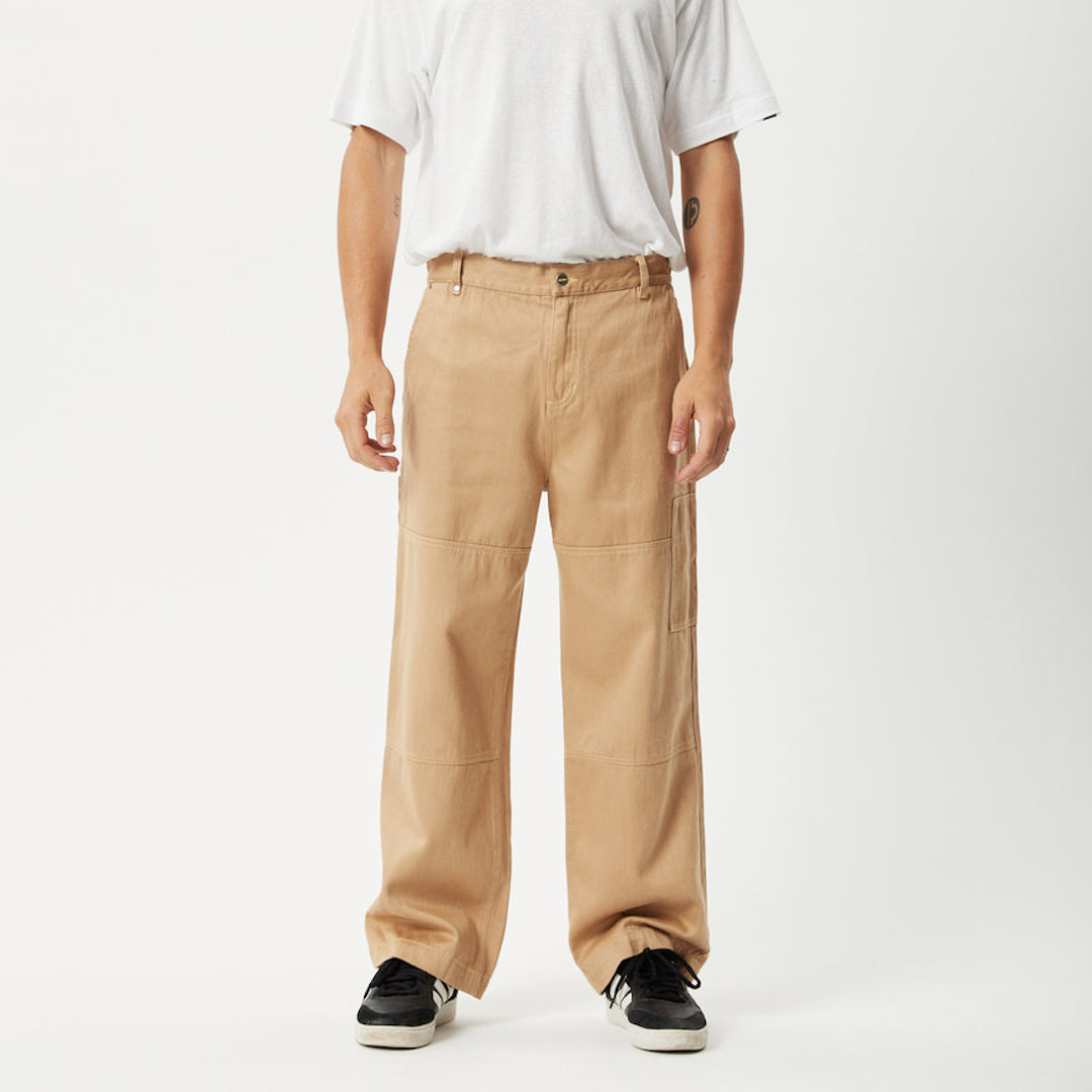 Afneds Sleepy Hollow Richmond Hemp Twill Baggy Workwear Pants Tan