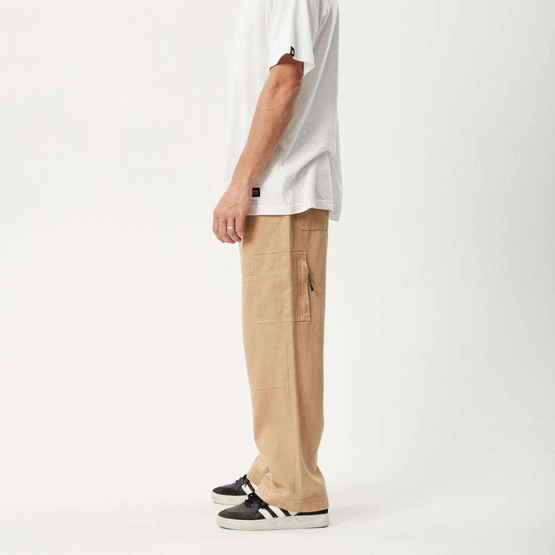 Afneds Sleepy Hollow Richmond Hemp Twill Baggy Workwear Pants Tan
