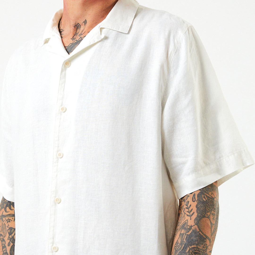 Afends  Hemp Cuban Short Sleeve Shirt White