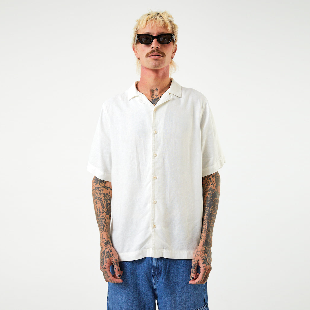 Afends  Hemp Cuban Short Sleeve Shirt White